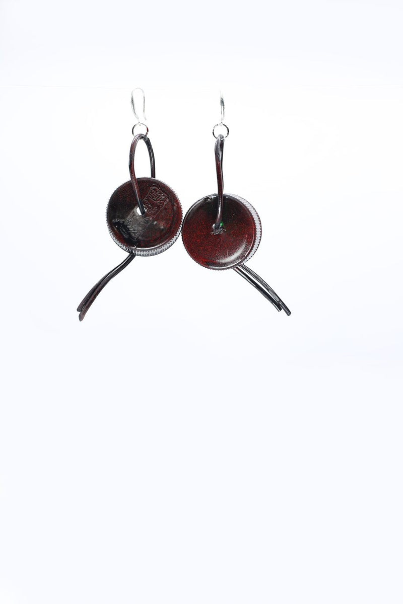 Upcycled plastic bottles - Water Lily of Bottle Caps Tree Earrings - Hand-painted - Jianhui London