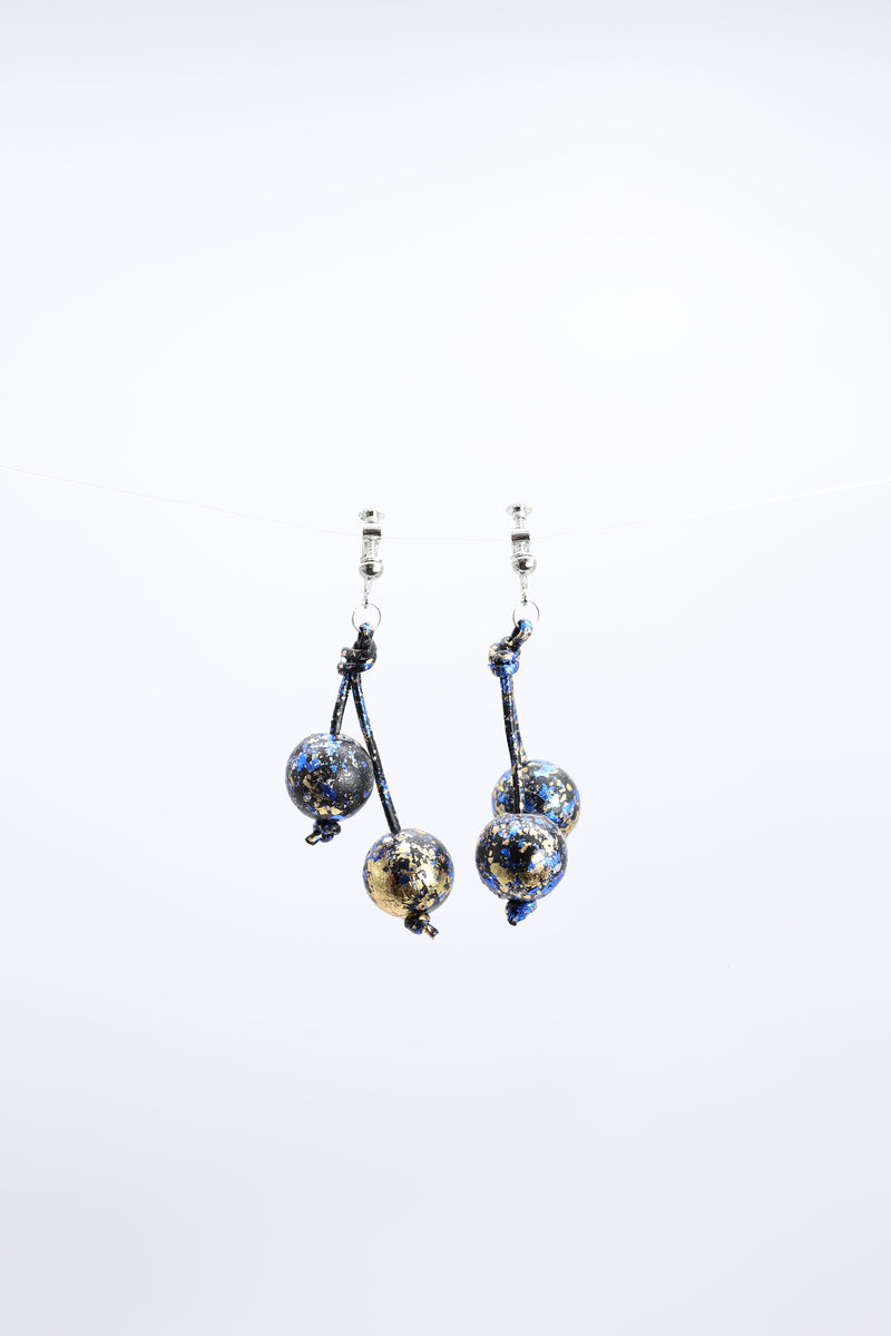 Round Wooden Beads Earrings - Hand gilded - Jianhui London