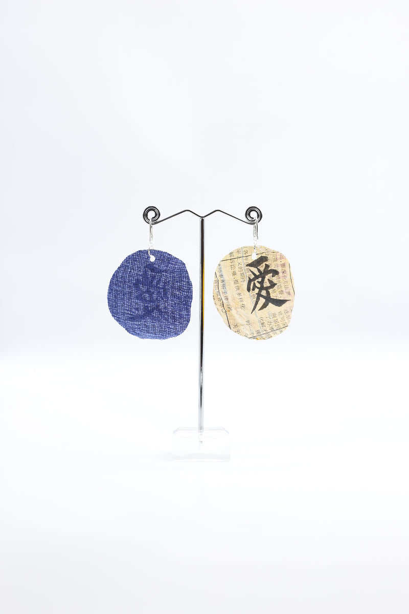 Hand Calligraphed Love in Chinese on Newspaper Earrings - Jianhui London