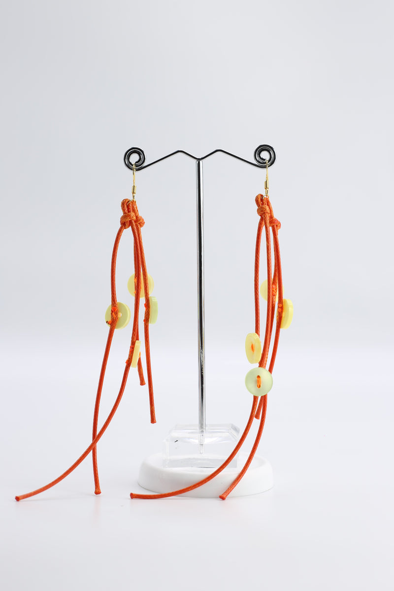 Buttons on cotton cord earrings - Jianhui London