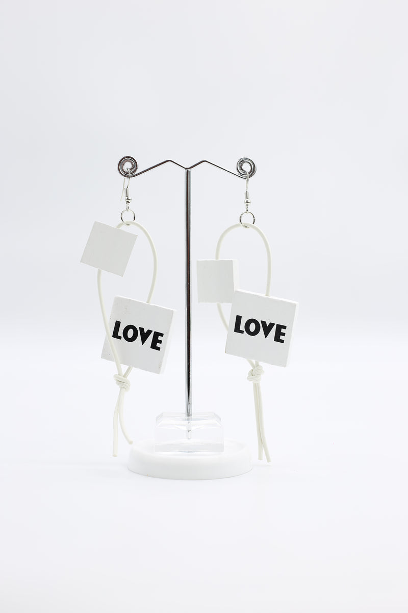 Leatherette LOVE & HOPE Earrings - Jianhui London