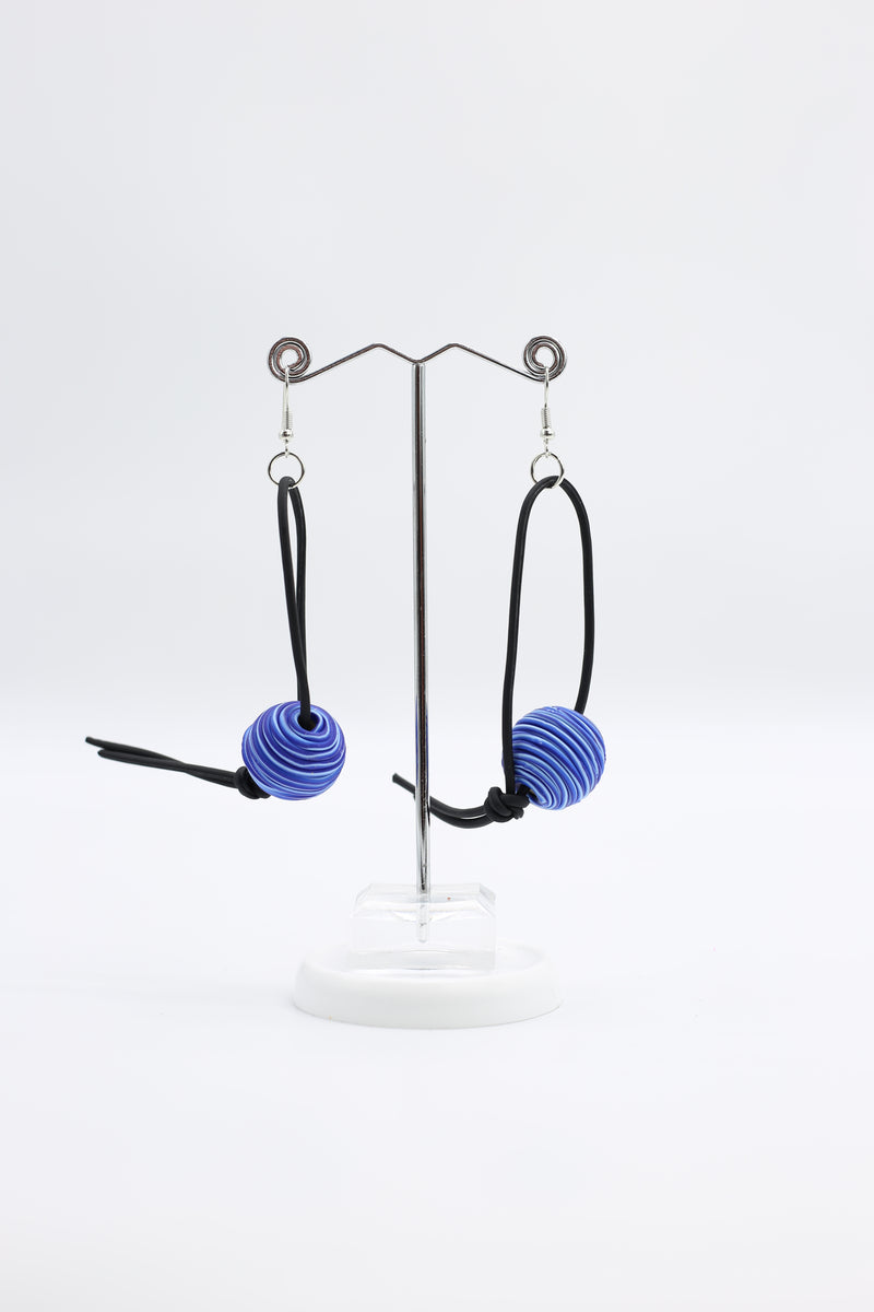 Hand made polymer clay beads earings in leatherette loops - Jianhui London