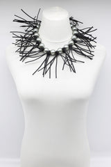 Faux Pearls & Leatherette Fringe Collar Necklaces - Jianhui London