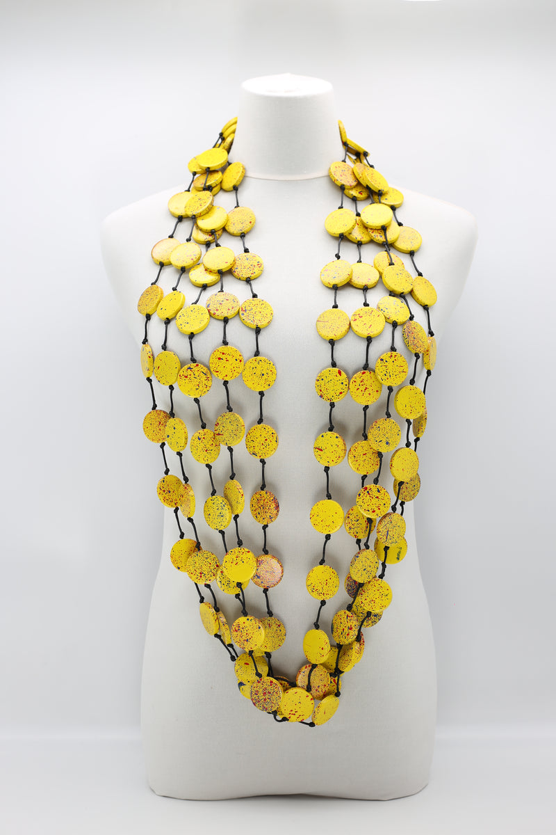 COIN NECKLACES - HAND-PAINTED YELLOW GRAFFITI - LARGE - Jianhui London
