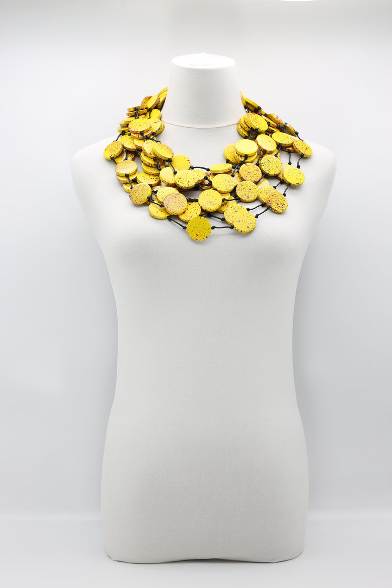 COIN NECKLACES - HAND-PAINTED YELLOW GRAFFITI - LARGE - Jianhui London