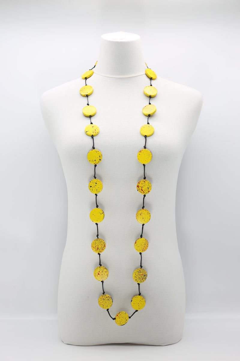 COIN NECKLACES - HAND-PAINTED YELLOW GRAFFITI - LARGE - Single Strand - Jianhui London