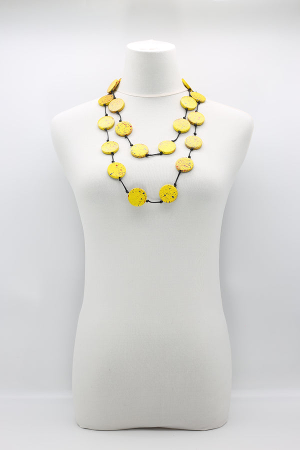 COIN NECKLACES - HAND-PAINTED YELLOW GRAFFITI - LARGE - Single Strand - Jianhui London
