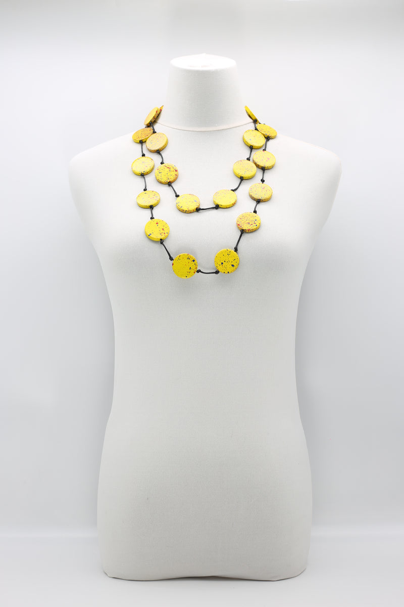 COIN NECKLACES - HAND-PAINTED YELLOW GRAFFITI - LARGE - Single Strand - Jianhui London