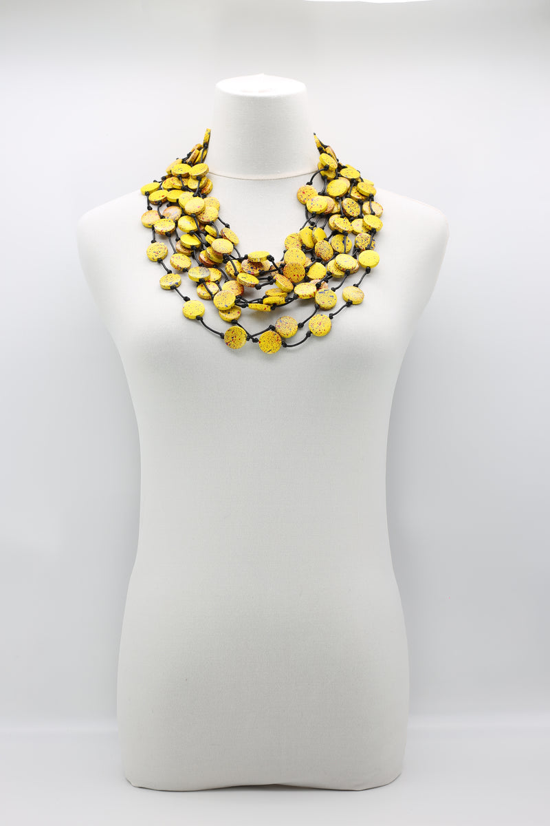 COIN NECKLACES - HAND-PAINTED YELLOW GRAFFITI - SMALL - Jianhui London