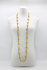 COIN NECKLACES - HAND-PAINTED YELLOW GRAFFITI - SMALL - SINGLE STRAND - Jianhui London