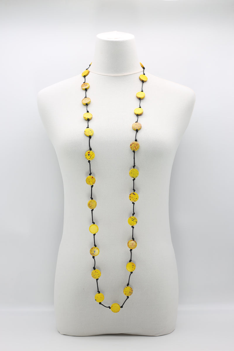 COIN NECKLACES - HAND-PAINTED YELLOW GRAFFITI - SMALL - SINGLE STRAND - Jianhui London