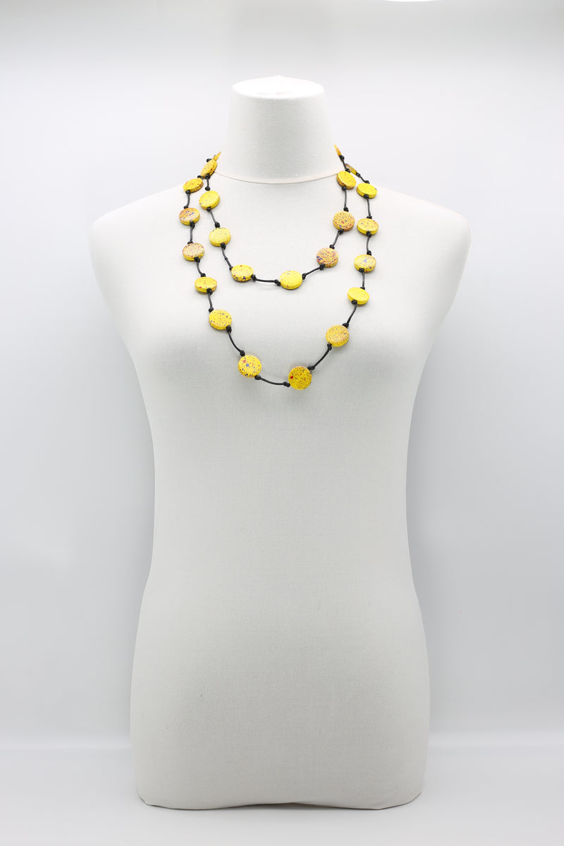 COIN NECKLACES - HAND-PAINTED YELLOW GRAFFITI - SMALL - SINGLE STRAND - Jianhui London