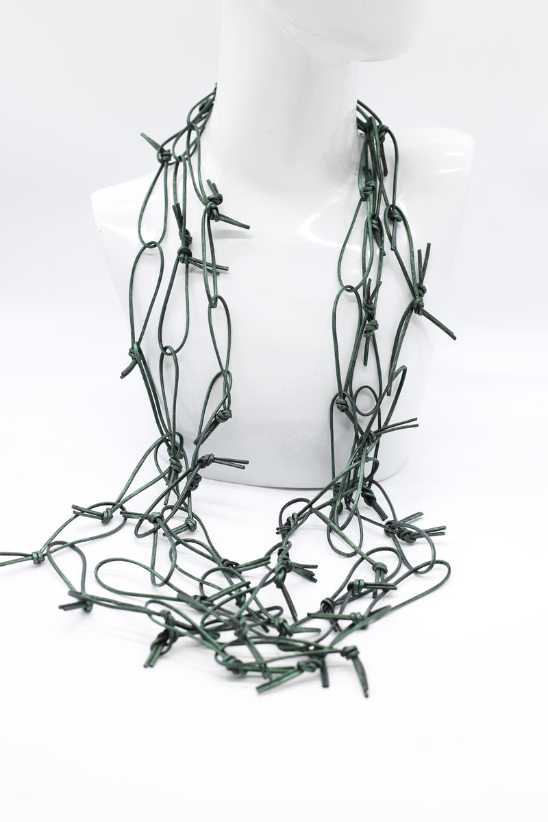 Leatherette Chain Necklace - Hand painted - Jianhui London