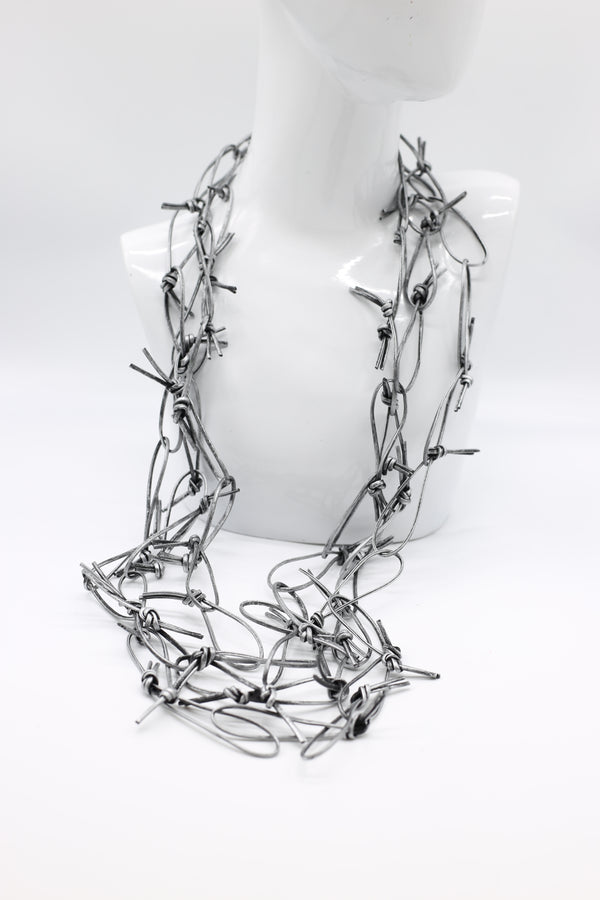 Leatherette Chain Necklace - Hand painted - Jianhui London