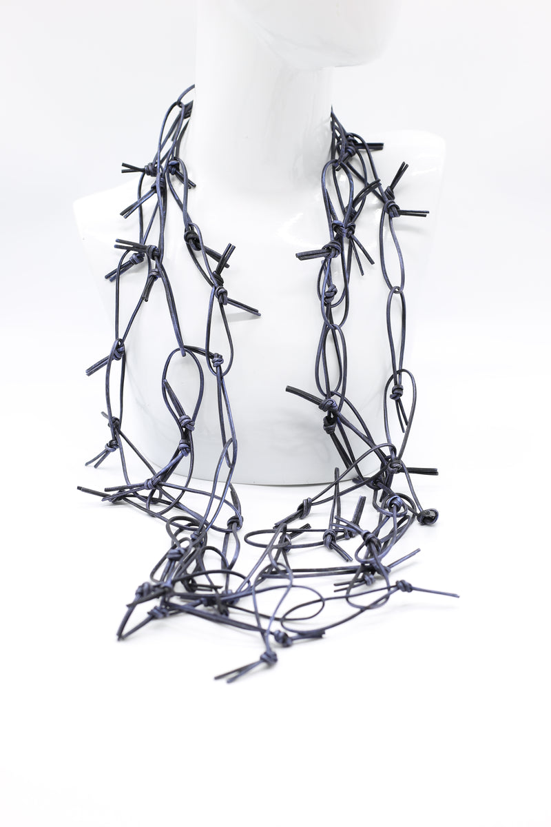 Leatherette Chain Necklace - Hand painted - Jianhui London