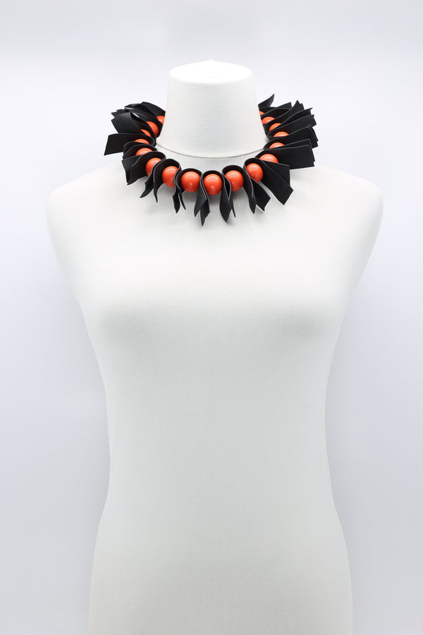 U-shaped Leatherette & Round Beads Necklace - Jianhui London