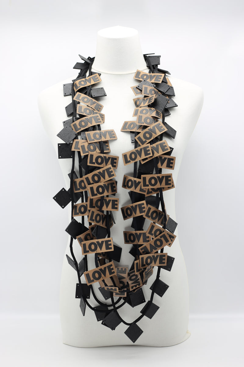 LOVE Ribbon & Squares Necklaces Set - Jianhui London