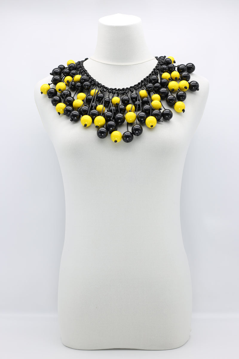 Berry Beads on Hand-woven Leatherette Necklace - Jianhui London