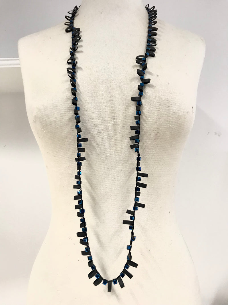 Hand-crocheted Crystal Beads and Rubber Necklace - single strand - Jianhui London