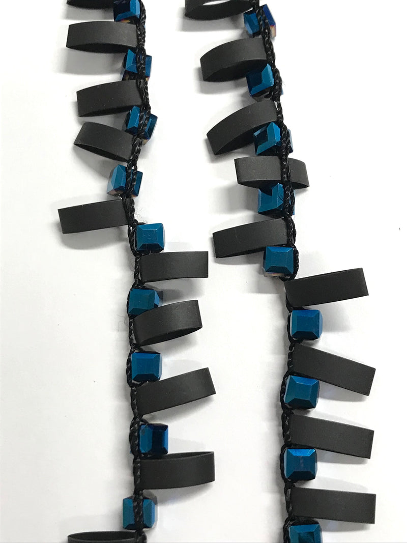 Hand-crocheted Crystal Beads and Rubber Necklace - single strand - Jianhui London