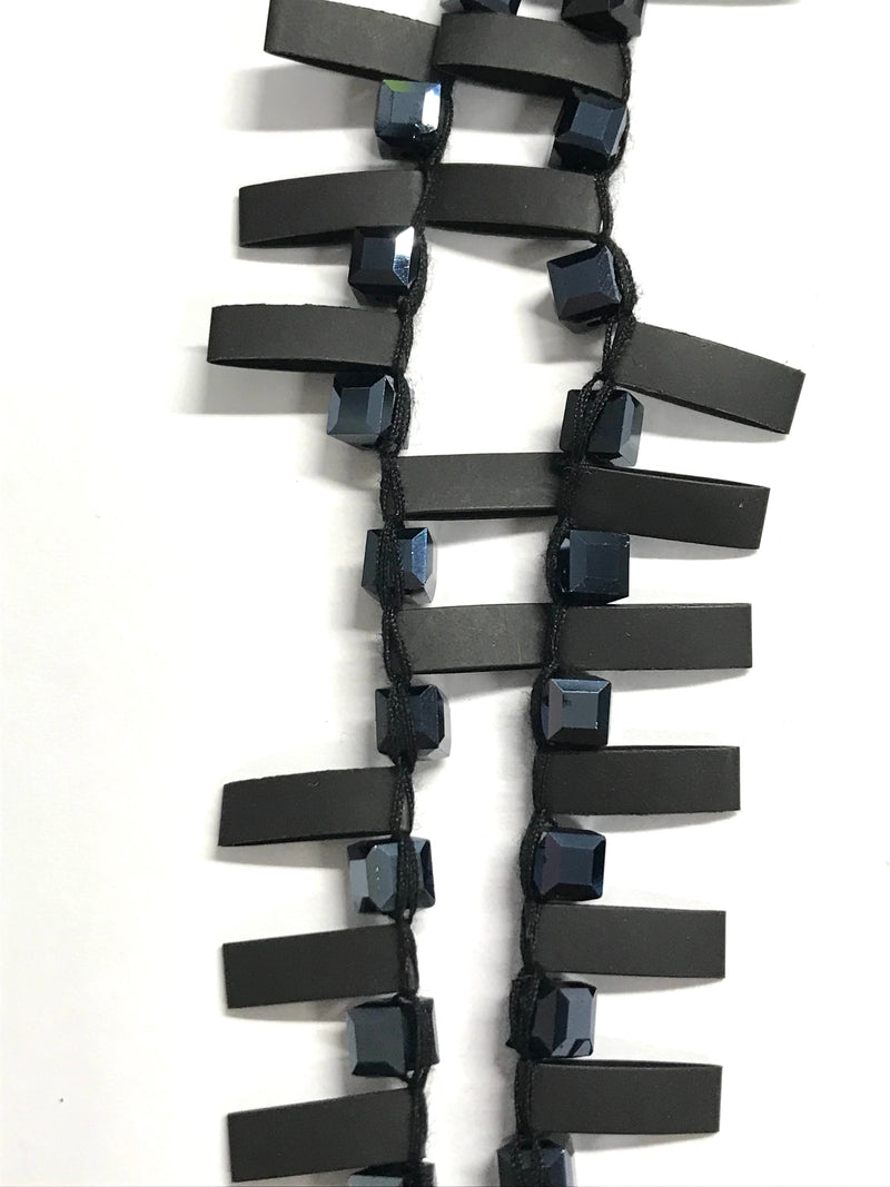 Hand-crocheted Crystal Beads and Rubber Necklace - single strand - Jianhui London
