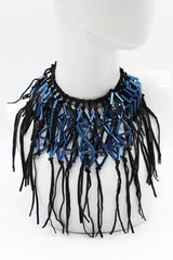 Crystal Geometrics Hand-woven on Leatherette Cape-style Necklace - Jianhui London