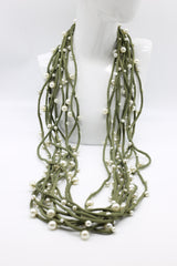 Faux Pearl on Textile Cord Necklace - Small - Jianhui London