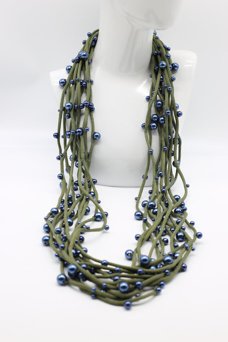 Faux Pearl on Textile Cord Necklace - Small - Jianhui London