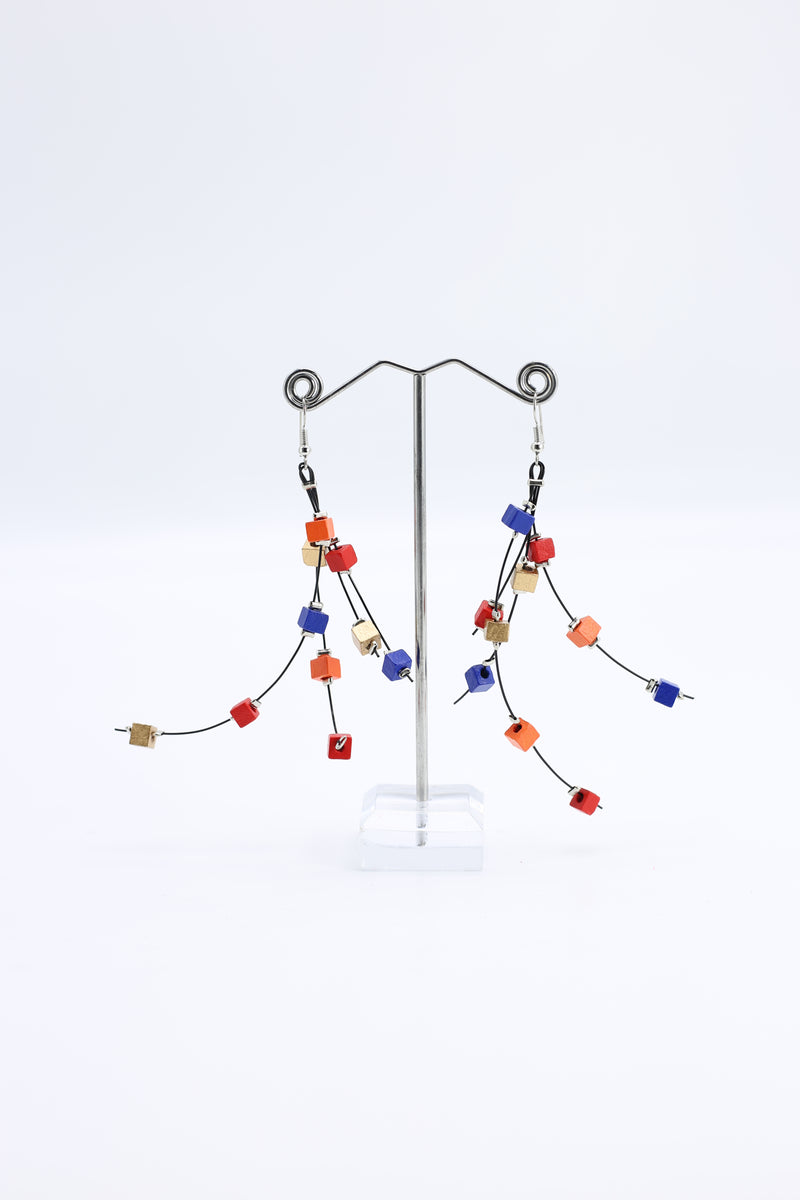 Frankie Pashmina Beads on Fishwire Earrings Multi colour - Jianhui London