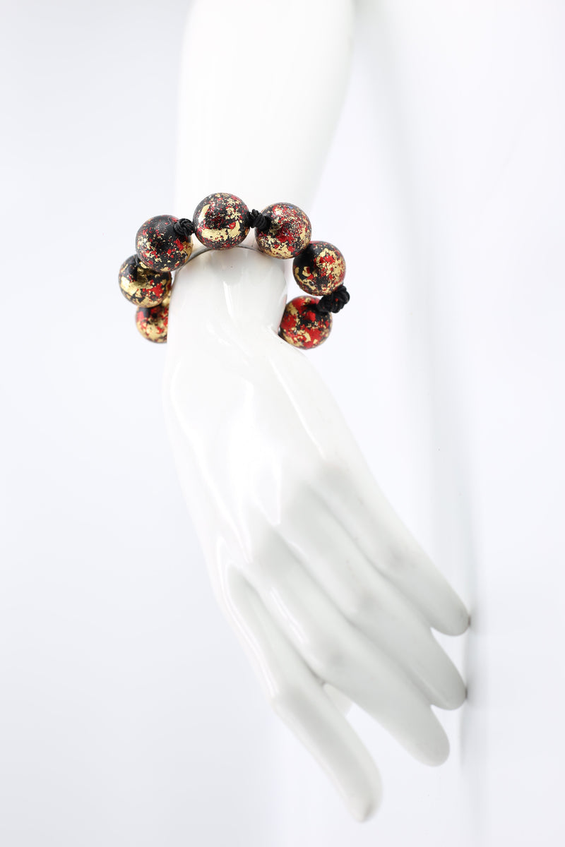 Round Wooden Beads Bracelets - Hand gilded/Hand painted - Jianhui London