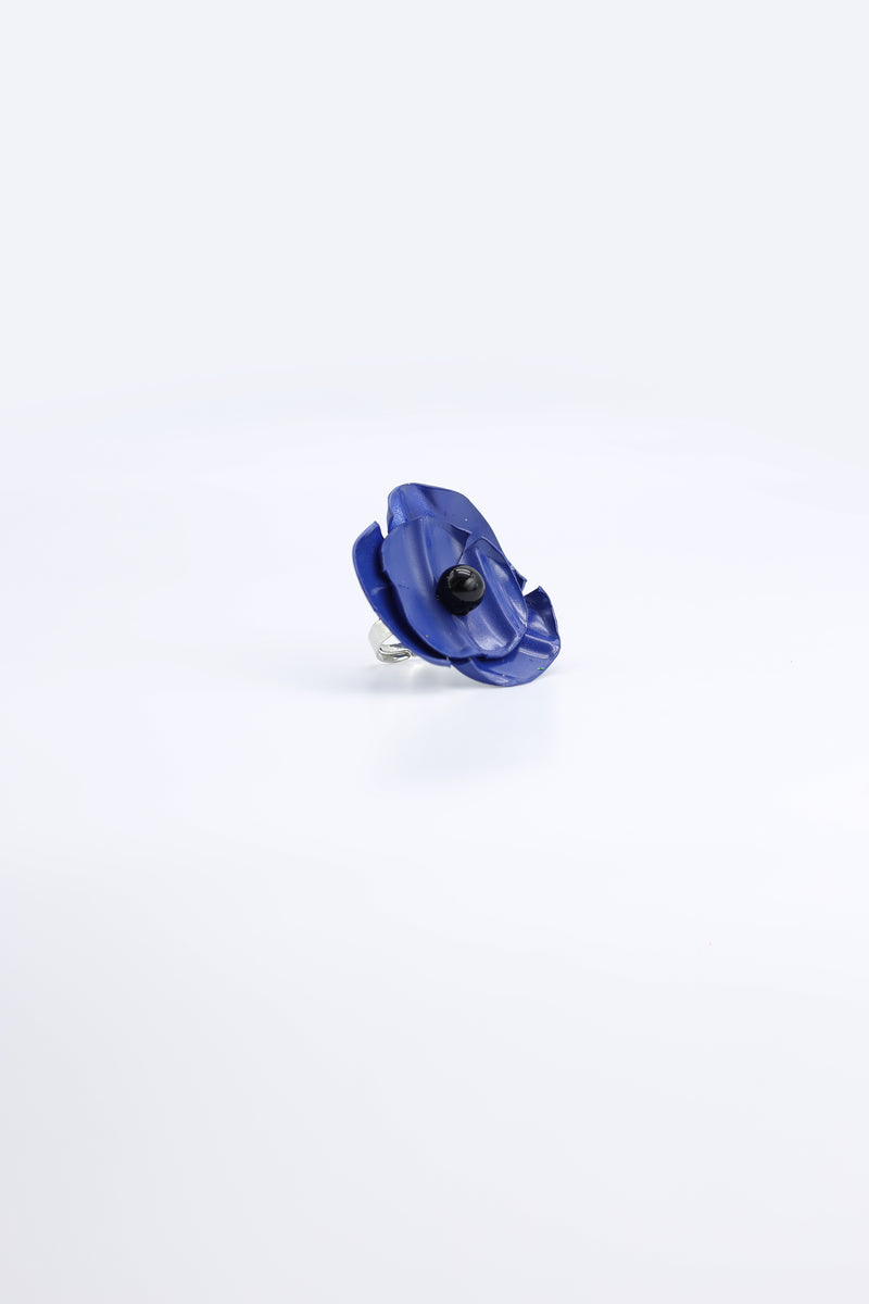 Aqua Poppy/Sunflower Rings - Hand gilded/Hand-painted - Big - Jianhui London