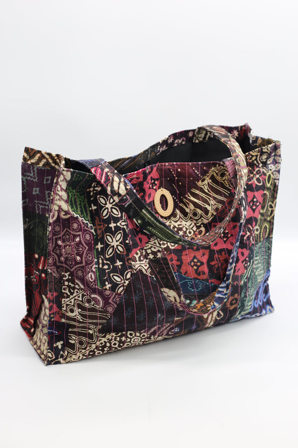 Handmade Square 1970's Batik Tote Bag From Recycled Fabric - Jianhui London