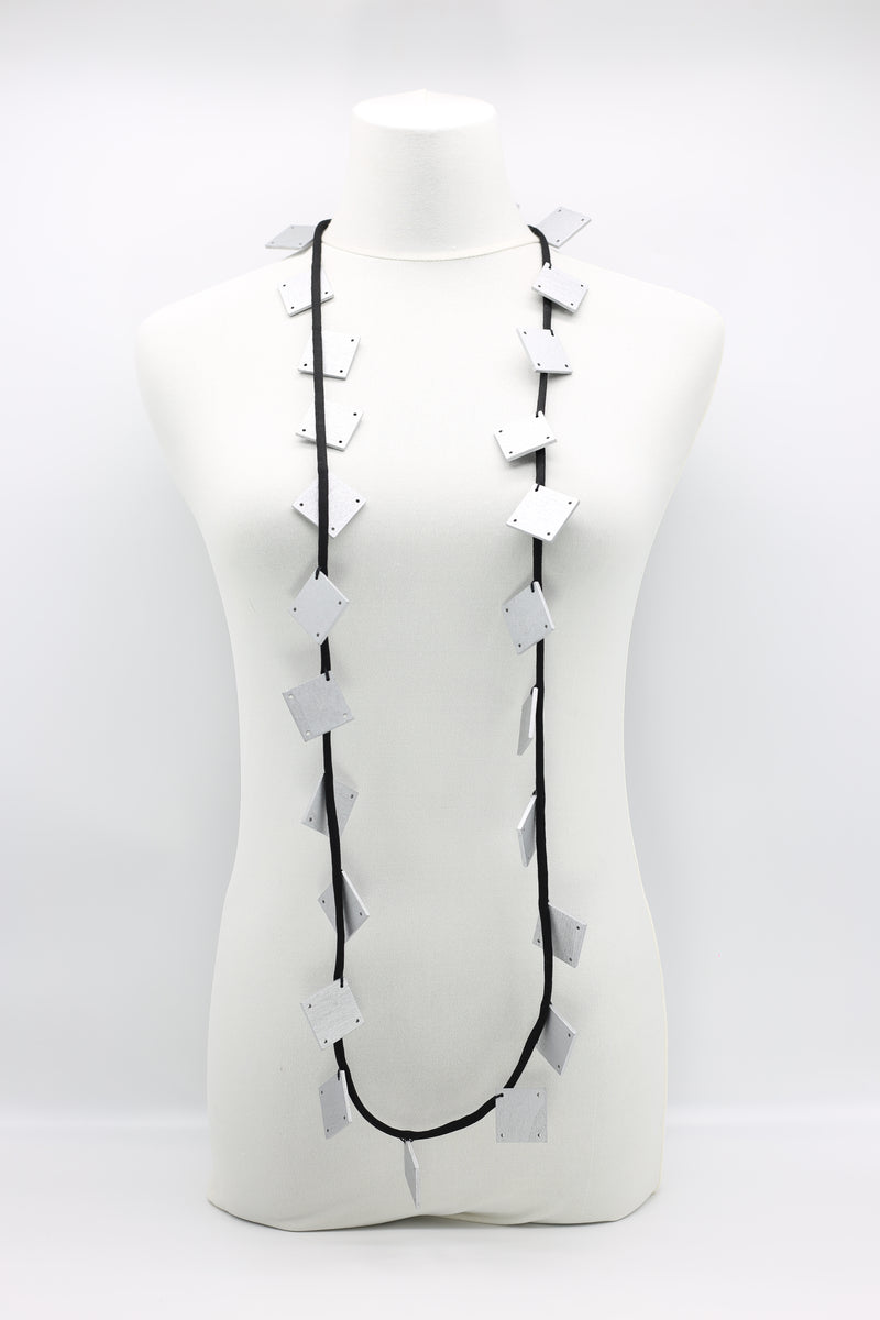 Wooden Squares on Cord Necklaces - Large - Jianhui London