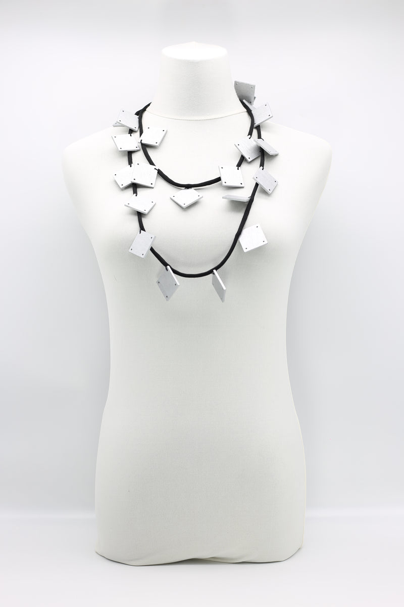 Wooden Squares on Cord Necklaces - Large - Jianhui London