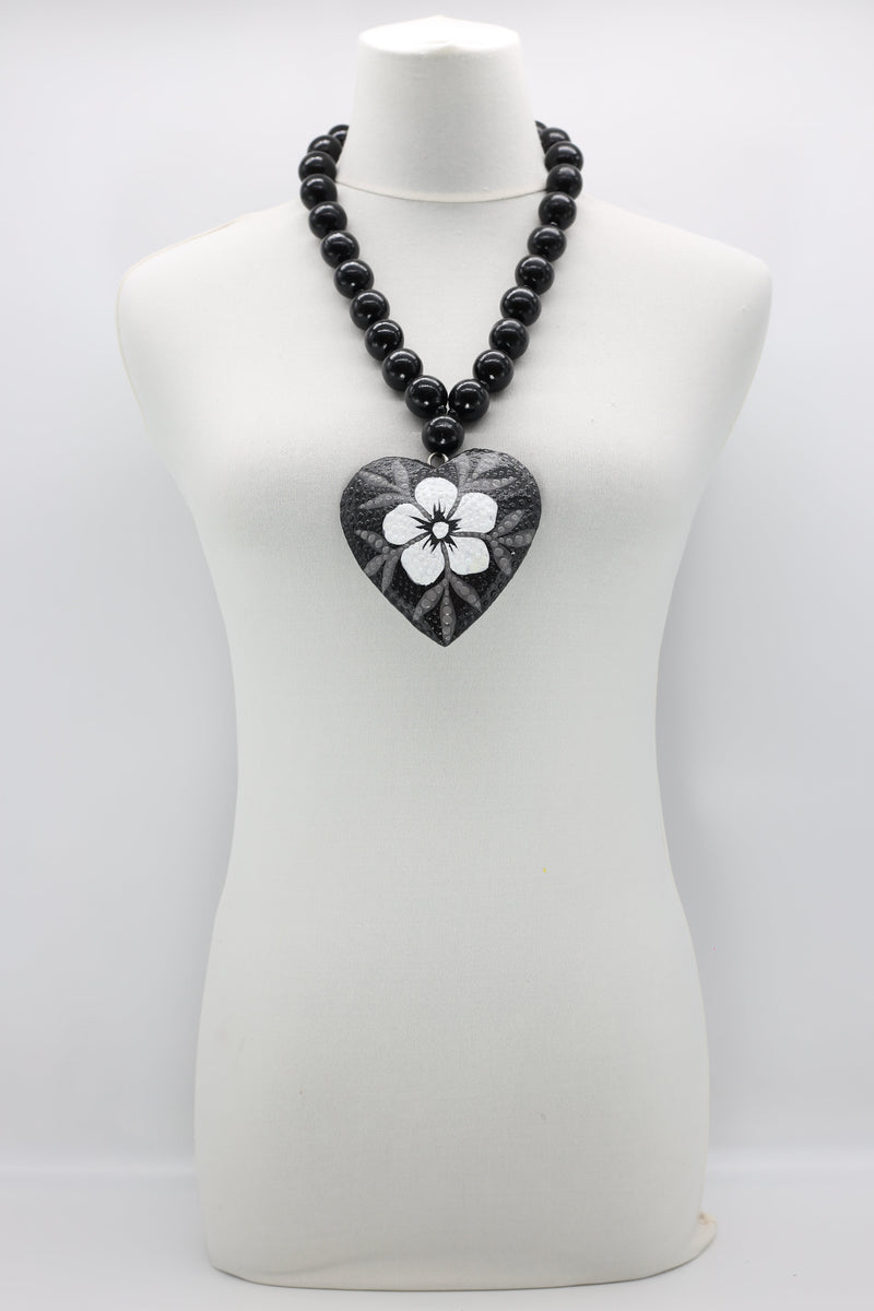 Recycled Wood Heart Pendant Necklace - Jianhui London