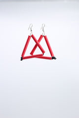 Paper Straw Triangle on Leatherette Earrings - Jianhui London