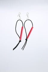 Paper Straw on Leatherette Loop Earrings - Jianhui London