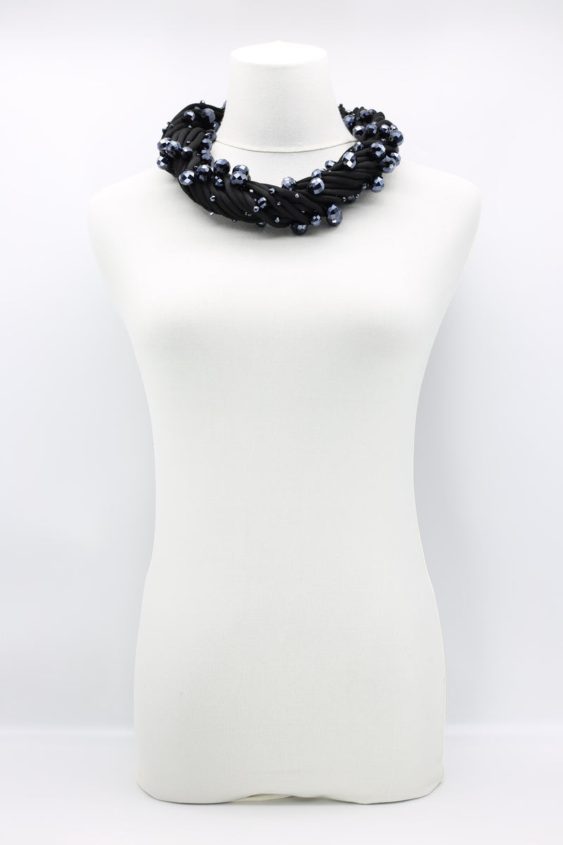Crystals on Textile Cord Necklace - Jianhui London