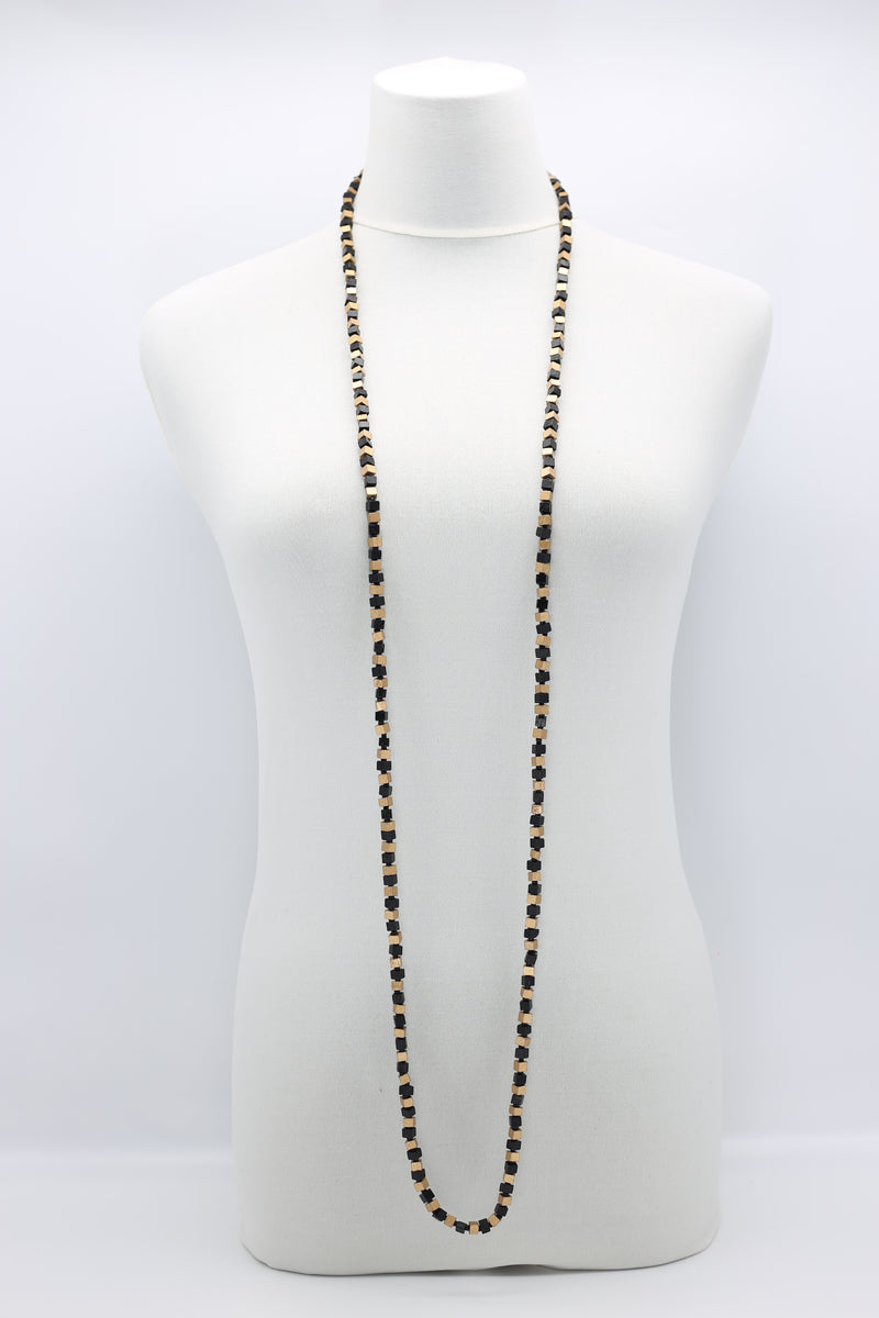 SINGLE STRAND PASHMINA NECKLACE WOODEN BEADS MOSAIC - Jianhui London