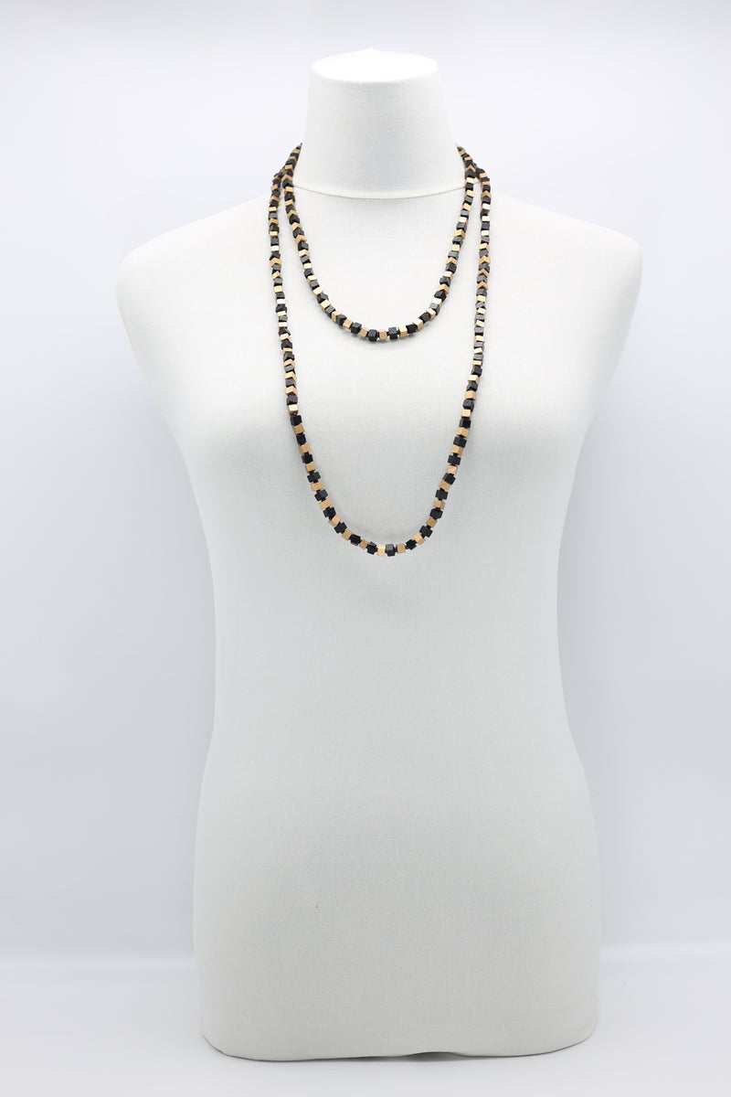 SINGLE STRAND PASHMINA NECKLACE WOODEN BEADS MOSAIC - Jianhui London