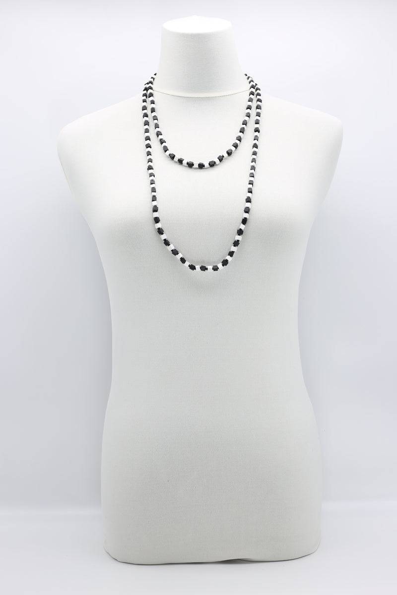 SINGLE STRAND PASHMINA NECKLACE WOODEN BEADS MOSAIC - Jianhui London