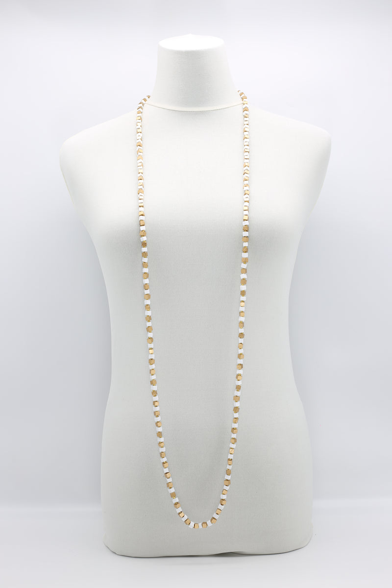SINGLE STRAND PASHMINA NECKLACE WOODEN BEADS MOSAIC - Jianhui London