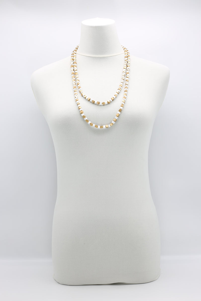 SINGLE STRAND PASHMINA NECKLACE WOODEN BEADS MOSAIC - Jianhui London
