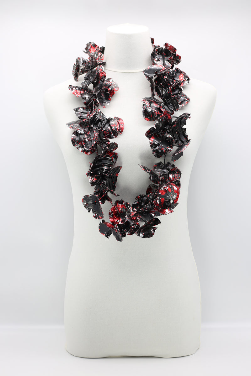 Upcycled plastic bottles - Aqua Poppy Flower Necklace - Hand-gilded - Jianhui London