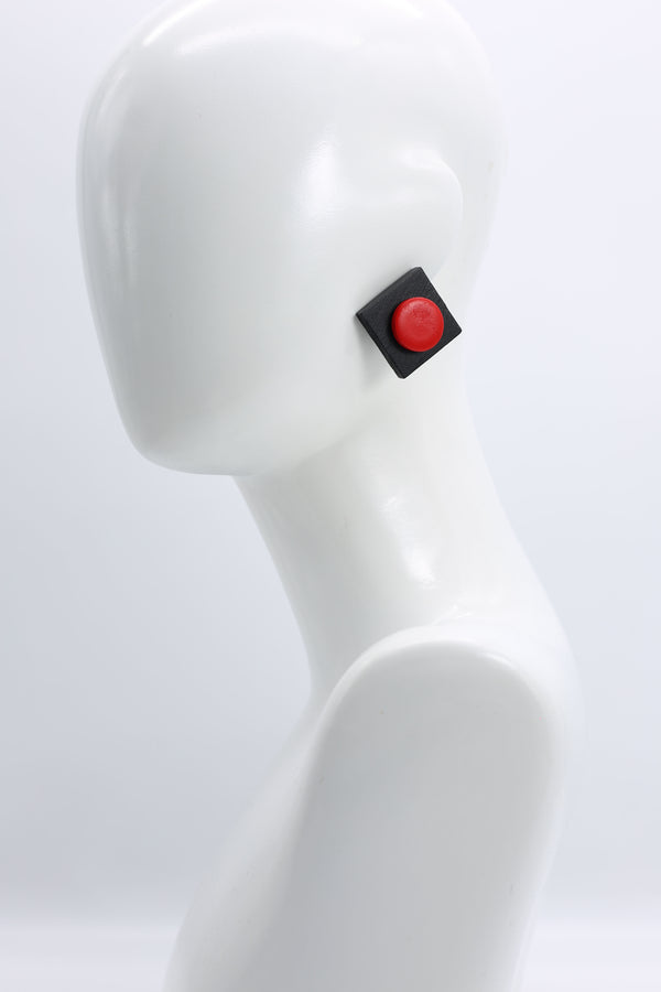Clip-on Round on Square Earrings - 2 Layers - Jianhui London