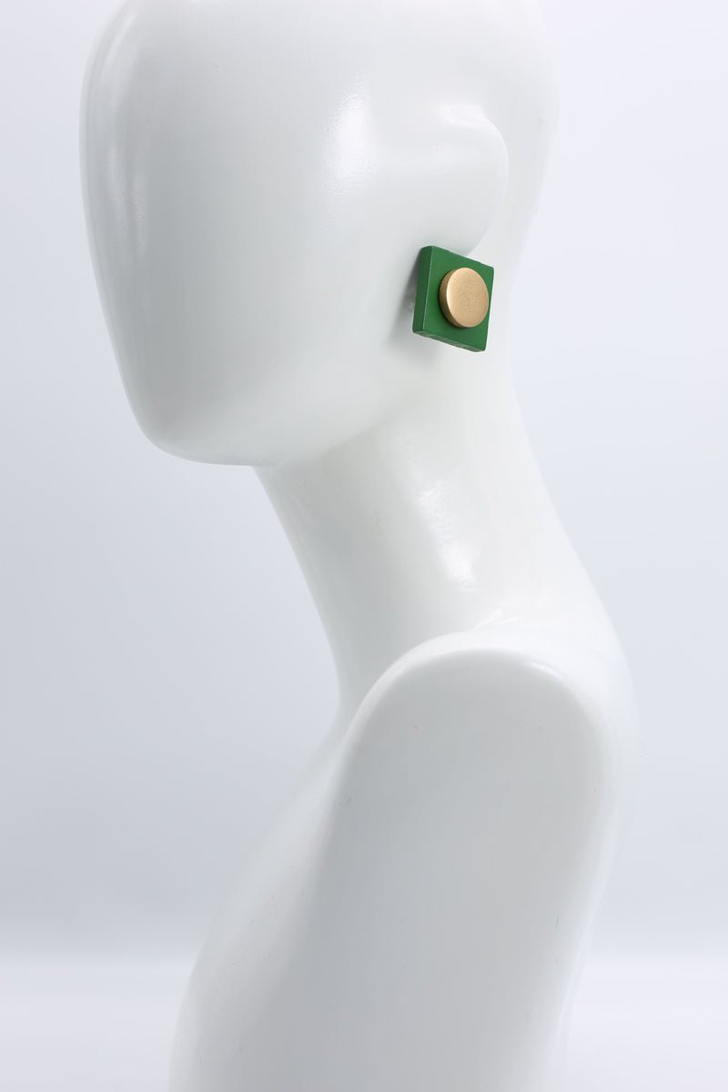 Clip-on Round on Square Earrings - 2 Layers - Jianhui London