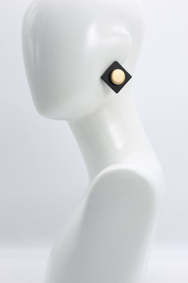 Clip-on Round on Square Earrings - 2 Layers - Jianhui London