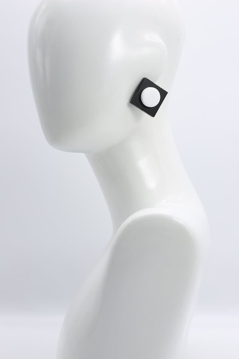 Clip-on Round on Square Earrings - 2 Layers - Jianhui London
