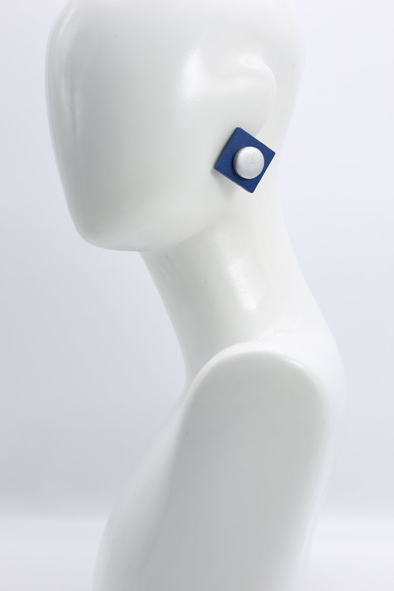 Clip-on Round on Square Earrings - 2 Layers - Jianhui London