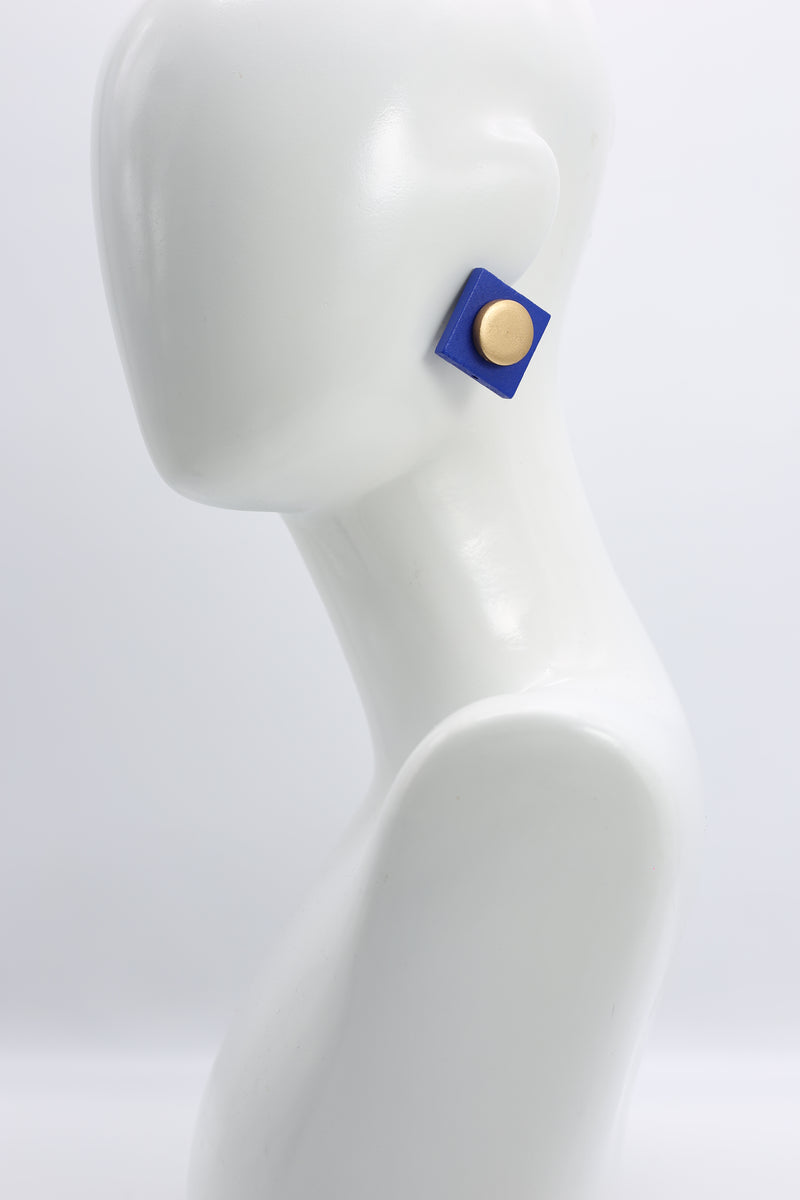 Clip-on Round on Square Earrings - 2 Layers - Jianhui London